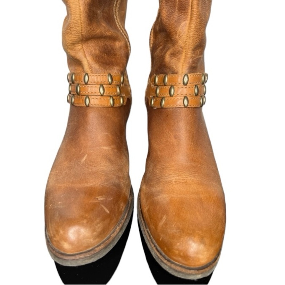 Antonio Melani Boots Distressed Cowboy Equestrian Leather Western Brown 9.5 - Picture 2 of 15